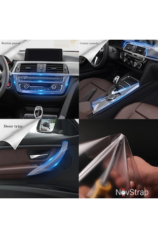 Novstrap Bmw 320 F30 2013-2018 İle Uyumlu Trim Koruyucu Film Seti Tpu Şeffaf Araç İçi Ppf Kaplama