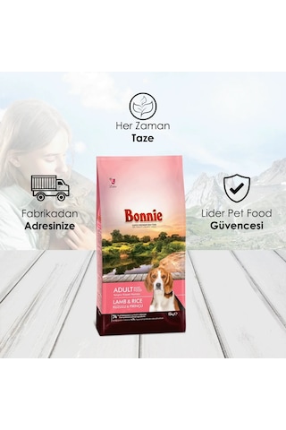 Bonnie Kuzu Etli ve Pirinçli Yetişkin Köpek Maması 15 KG