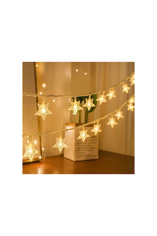 Dekoratif 5 Metre Fişli 20 Yıldızlı Yıldız Ip Led Işık - Star Led Yılbaşı Süsü