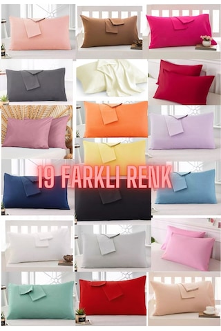 Pembe Renkli Pamuklu Ranforce Kumaştan Yastık Kılıfı 2 Adet