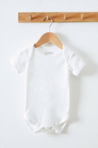 Lilabio %100 Organik Pamuk 5li Beyaz Kısa Kollu Bebek Body Beyaz