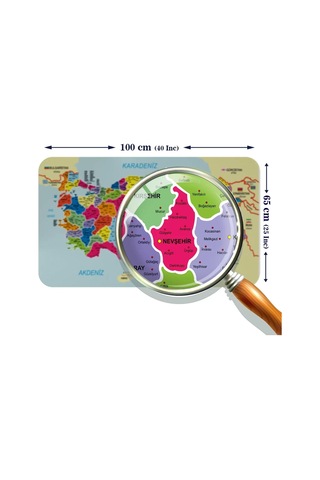 Türkçe Dünya Ve Türkiye Haritası Ülke Bayraklı Çocuk Ve Genç Odası Duvar Sticker-60x105-3882bayrak Renkli