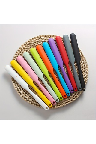 1 Adet Çok Renkli Silikon Gıda Spatulası - Isıya Dayanıklı, Yapışmaz, Krema Ve Tereyağı Sürmek İçin İdealdir. Mor