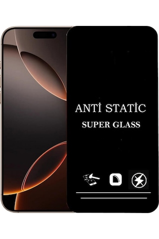 Apple Uyumlu   iPhone 16 Pro Max Anti Statik Ekran Koruyucu Toz Tutmayan Kırılmaz Cam
