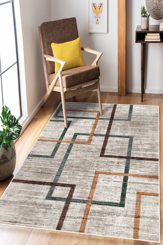 Modern Makinede Yıkanabilir Kaydırmaz Leke Tutmaz Salon Halı Oturma Odası Mutfak Antre Halısı Yolluk Yeşil