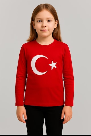 Gala Ayyıldızlı Uzun Kol Çocuk Tişört Kırmızı