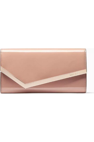 Jimmy Choo Emmie Patent Deri El Çantası, Rugan, Zarif Ve Modern Açık Pembe