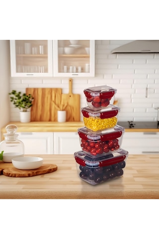 4'lü Master Dikdörtgen Saklama Kapları 400 ML - 800 ML - 1400 ML - 2300 ML 001