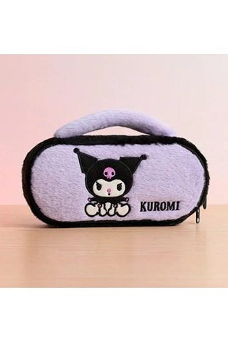 Kuromi Peluş Kalem Kutusu Üstten Tutmalı Geniş Kapasiteli Makyaj Çantası Mor Mor