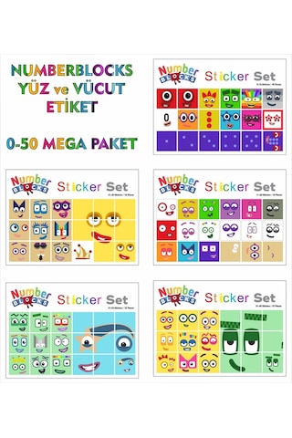 Number Blocks Matematik Eğitici Birim Küp Snapcubes /0-50 Mega Paket Sticker 90 Pcs