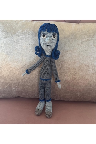Insıde Out Bored Sıkıldım Amigurumi Oyuncak 24 Cm Gri - Mavi