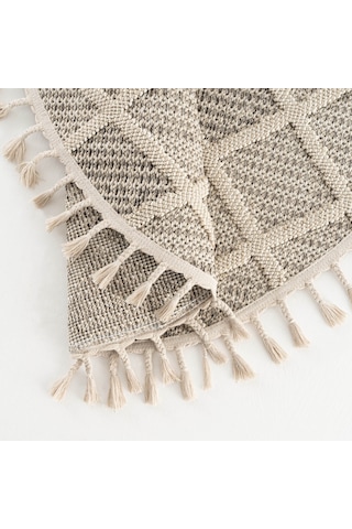 Cool Halı Bress 1411 Krem Kolay Kullanım Hav Toz Vermez Hasır Dokulu Bukle Örgü Modern Yuvarlak Halı