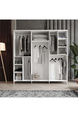 Oslo 6 Kapaklı Komple Mdf Beyaz Gardırop