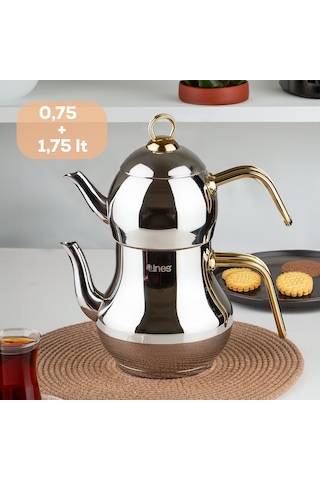 Lines Şahmeran No 3 Paslanmaz Çelik İndüksiyon Tabanlı Çaydanlık 1.75 L Gold