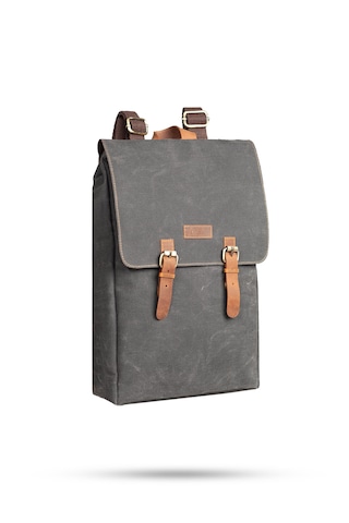 Gillario Design 02 15.6 Inch Kanvas -deri Laptop Sırt Çantası Siyah
