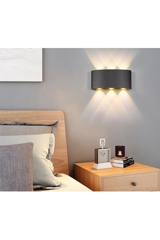 Şanled Dekoratif 10w Çift Yönlü Iç-diş Mekan Siyah Kasa Işik Duvar Aplik Amber 10'lu Amber