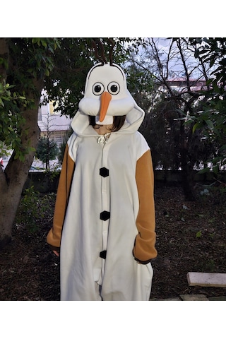 Olaf Kostümü Yetişkin Karlar Ülkesi Olaf Pijama Tulum Kostüm