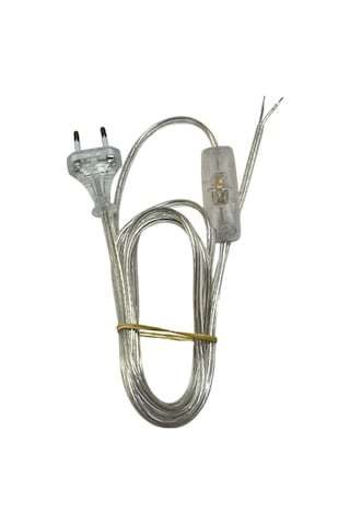 Fişli Arapuarlı Kablo - Anahtarlı 2x0,50 Şeffaf Kablo - 2 Metre