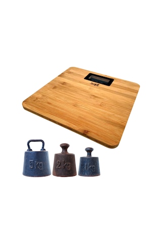 Techfit Bambu Banyo Baskülü Yüksek Hassasiyetli Darbelere Dijital