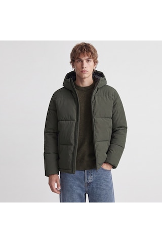 Jack & Jones Erkek Ayarlanabilir Bagcikli Kapüsonlu Puffer Ceket - Galaxy - 12303930 Rosin