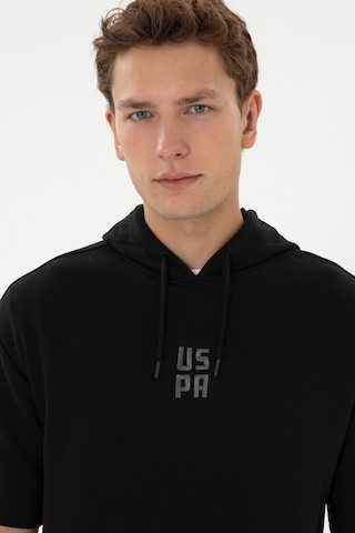 U.S. Polo Assn. Erkek Comfort Fit Kapüşonlu Kısa Kollu Siyah Sweatshirt 50320030-VR046