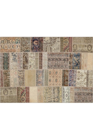 El Yapımı Keten Patchwork Halı 160x230 Cm - 6289