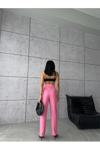 Munn Collection Pantolon Kapalı Cep 3 Düğme Detaylı - Pembe Pembe