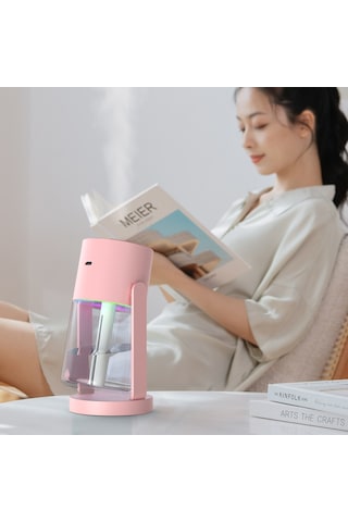 Jopus Rgb Led Işıklı Hava Oda Nemlendirici Yıldız Tavan Efektli Buhar Makinesi Aroma Difüzör - Cl32 Pembe