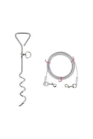 Sones Dış Mekan Evcil Hayvan Tasması Paslanmaz Çelik Zemin Çivisi Sabitleme Cıvatası, Özellikler: Klasik + Tel Halat