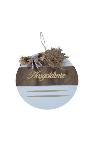 Hoşgeldiniz Yazılı Aynalı Pleksi Ahşap Dekoratif Kapı Süsü