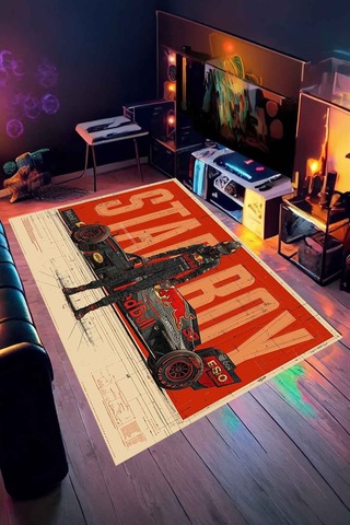 Starboy F1 Halı Dijital Baskı Yıkanabilir Kaymaz Taban Leke Tutmaz Çok Renkli-56