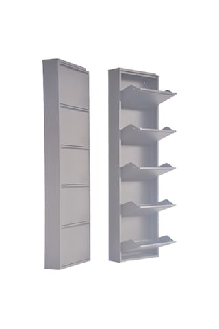 5'li Metal Ayakkabılık - Gri