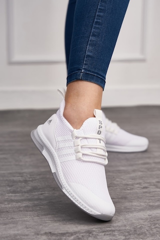 Günlük Unisex Sneaker Nefes Alabilen Triko Bağcıklı Hafif Yürüyüş Esnek Spor Ayakkabı 249 053 Beyaz