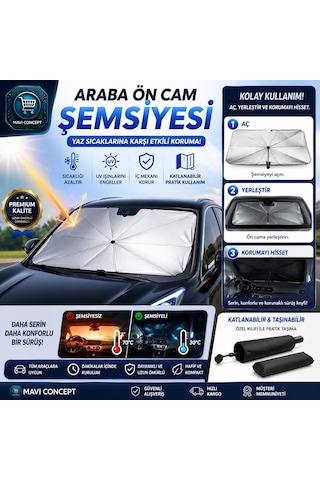 Araba Ön Cam Güneşlik Şemsiyesi Katlanabilir Uv Korumalı Oto Güneşlik