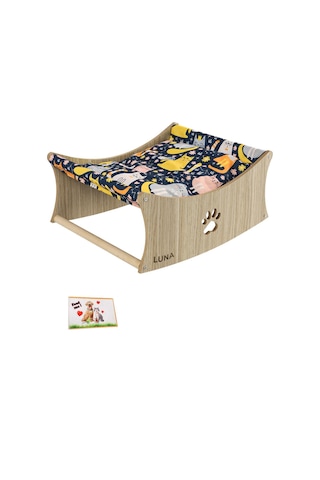 Gobypet Ahşap Kedi Salıncağı Sallanan Kedi Yatağı + Paspas