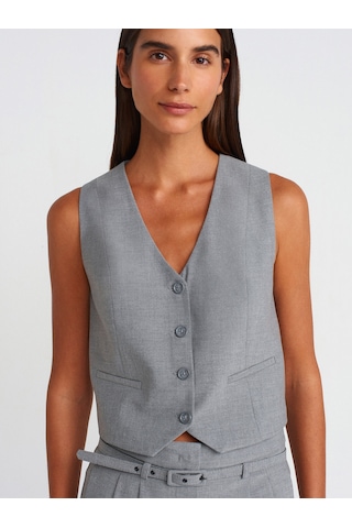 Dilvin 60562 Kısa Özel Dikim Yelek-açık Gri Açık Gri
