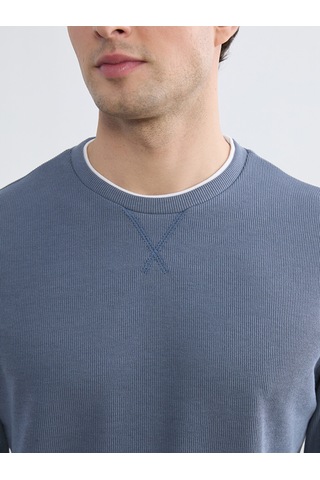 Lcwaıkıkı Classic İndigo Bisiklet Yaka Erkek Sweatshirt