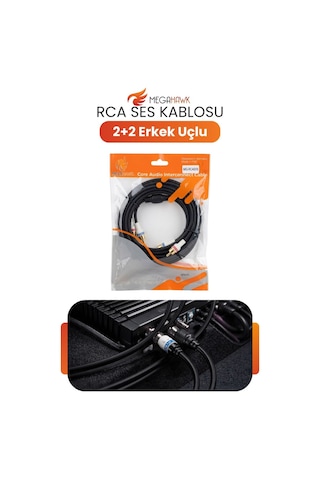 Rca Ses Kablosu 2+2 Erkek Uçlu Audio Kablo Amfi Teyp Bağlantı Kablosu