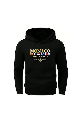 Altamira Erkek Monaco Baskılı Oversize Kapşonlu Sweatshirt 001