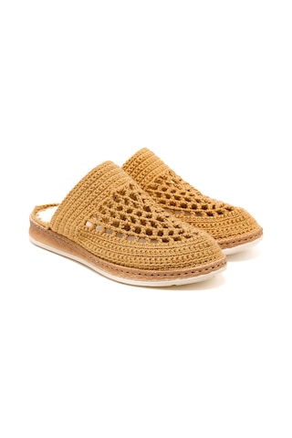 Terlik Kadın Bbs Jmy John May Knitwear Slippers Camel Kahverengi