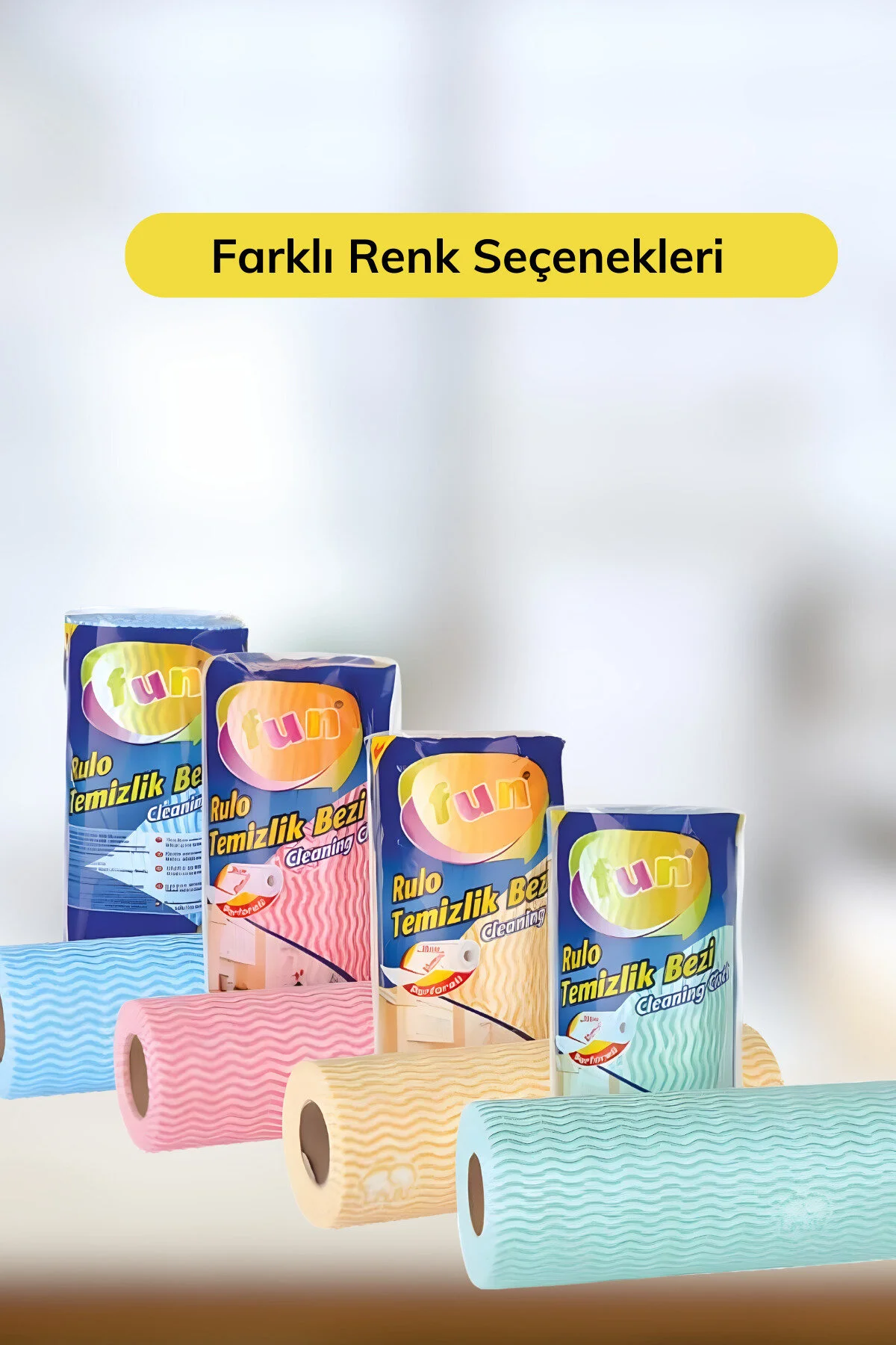 Fun Hassas Temizlik Bezi Perfore 30 Yapraklı Rulo 4 Paket Kırmızı - Mavi - Sarı - Yeşil