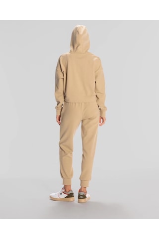 Kappa Logo Elise Waffle Hoodie Kadın Bej Regular Hoodie Siyah
