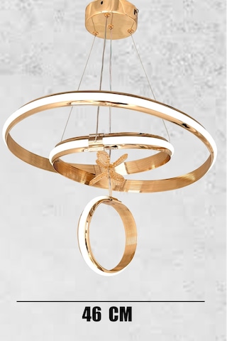 Mars Xl İthal Tasarım Geniş Kasalı Kumandalı Rose Gold Salon Led Avize Ledli Avize Salon Avizesi