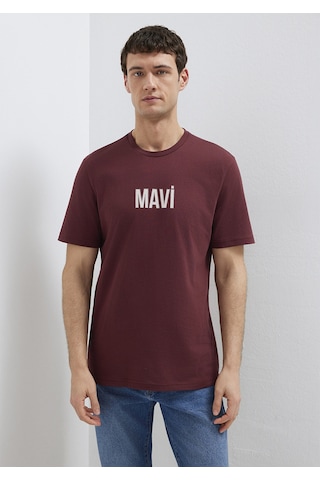 Mavi - Mavi Logo Baskılı Bordo Tişört 0613186-70396 Bordo