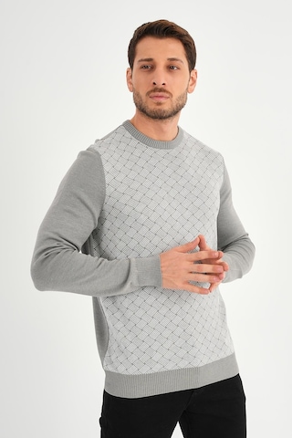 Alexander Gardi Alexandergardı Bisiklet Yaka Desenlı Regular Fit Kazak E24-eze-01 Gri