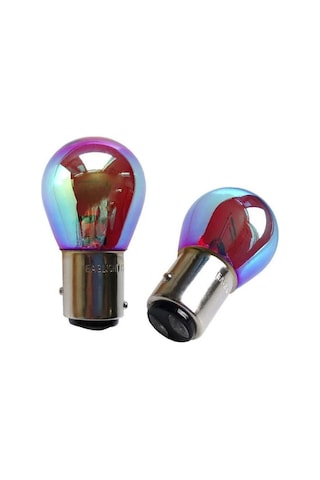 1157 Ba15s Diadem Renkli Cam Ampul Rainbow Kaplama Sinyal Stop Geri Vites 12v 2 Adet