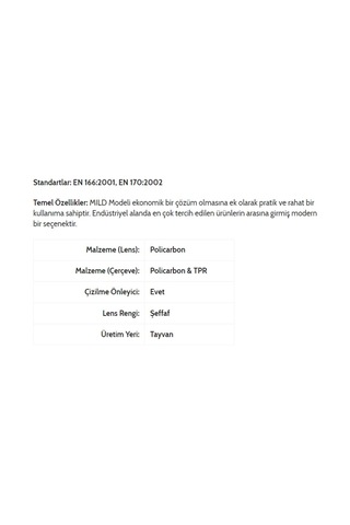 Aran Safety Mıld Gözlük