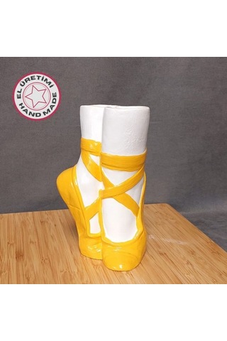 Uretti - Ayşe 7362 El Yapımı Balerin Ayakkabısı Dekoratif Biblo / Vazo - 15 X 9 Cm 1 Adet
