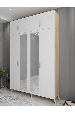 Açelya Portmanto Vestiyer Meşe Beyaz  M8-140 cm