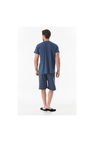 Fullamoda Ekose Desenli V Yaka Pijama Takımı 24mıcg631212243-indigo 24MICG631212243-İndigo